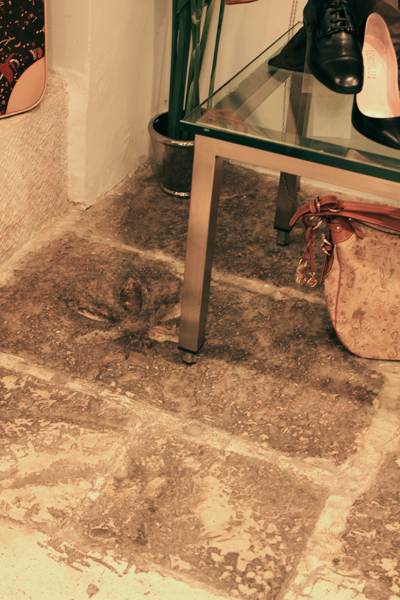 Roman sewage drain in shoe store