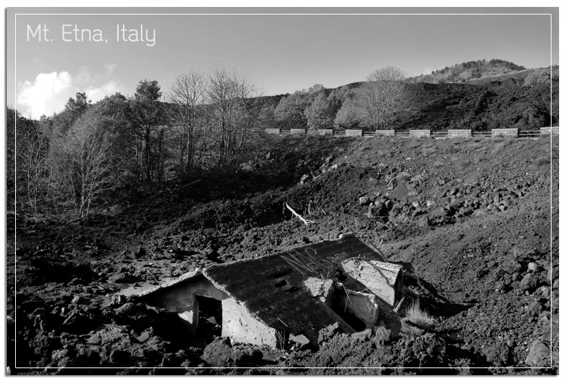 Mt Etna devastated house