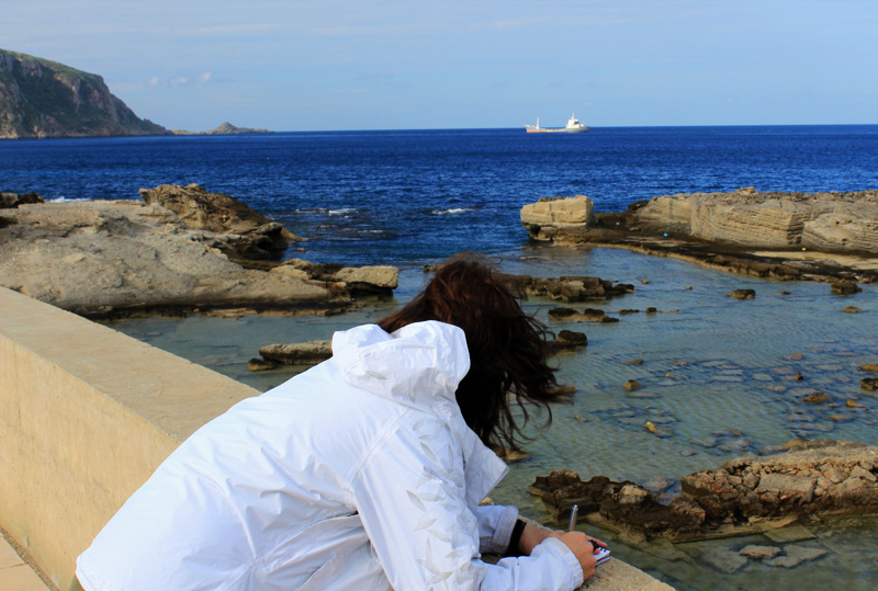 Writing in Favignana