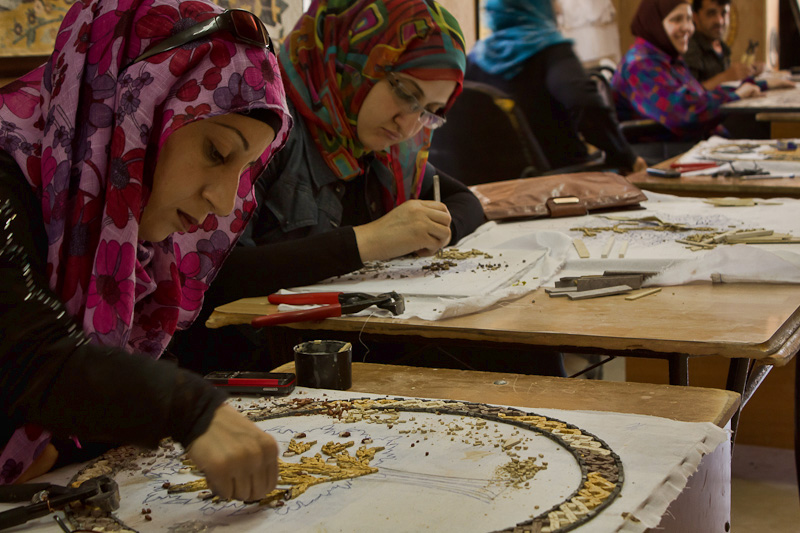 Jordan making mosaics