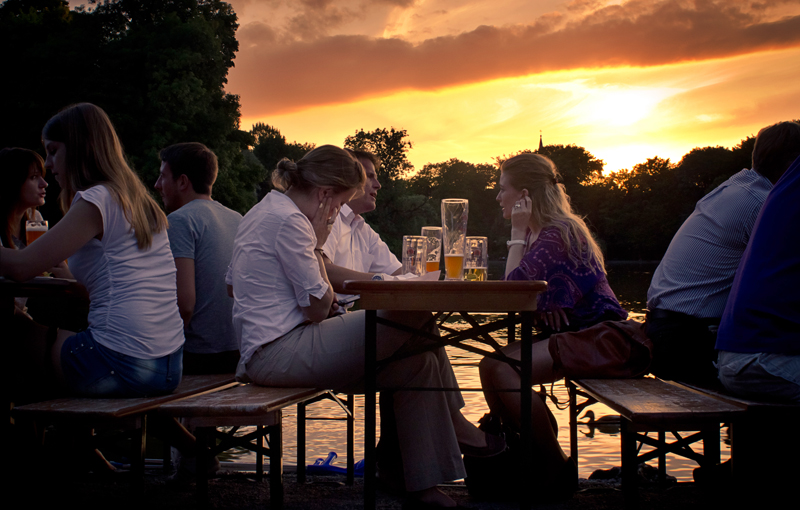 Munich Beer Garden Sunset