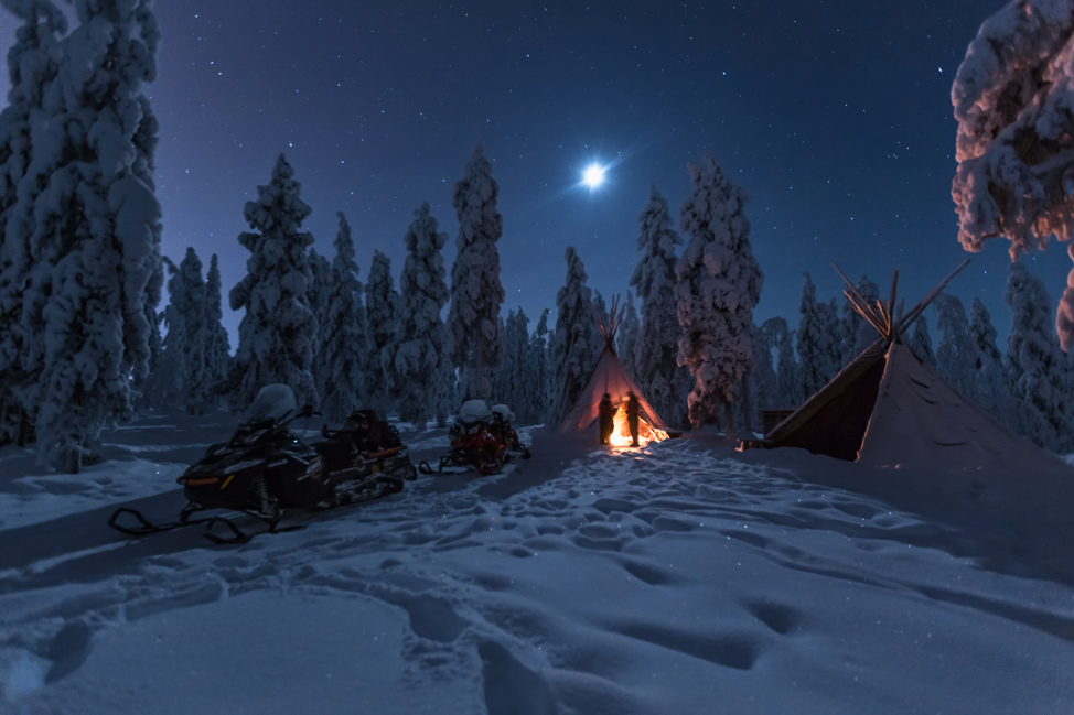 Aurora Hunting with Snowmobile