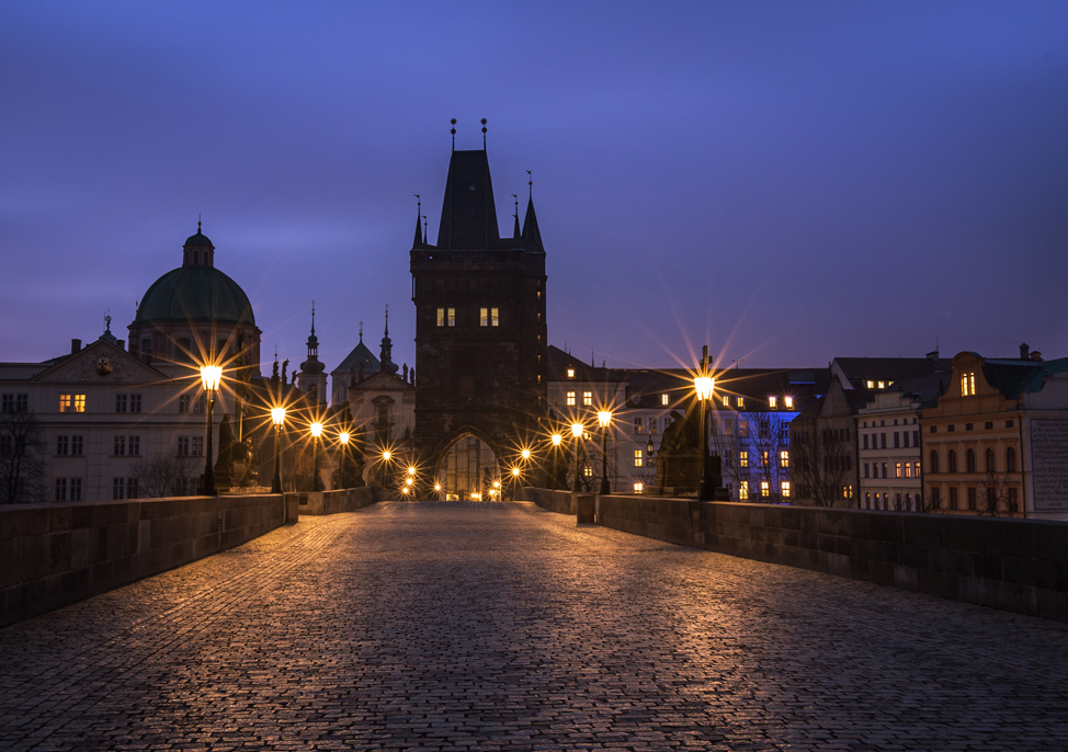 Charles Bridge at dusk - one of our favourite pictures of Prague