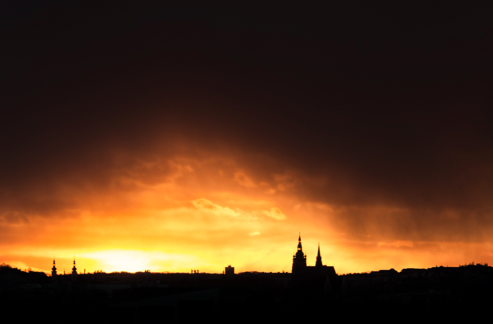 A sunset - one of our favourite pictures of Prague