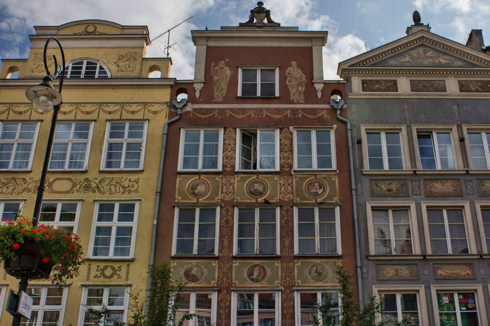 The face of buildings in Old Town Gdańsk