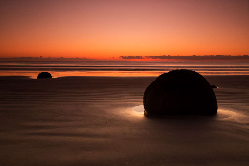Experiencing Moeraki Boulders at sunrise