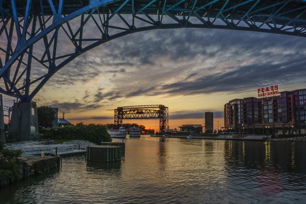 Cleveland Port at Sunset, one of the stops on a great lakes cruise.