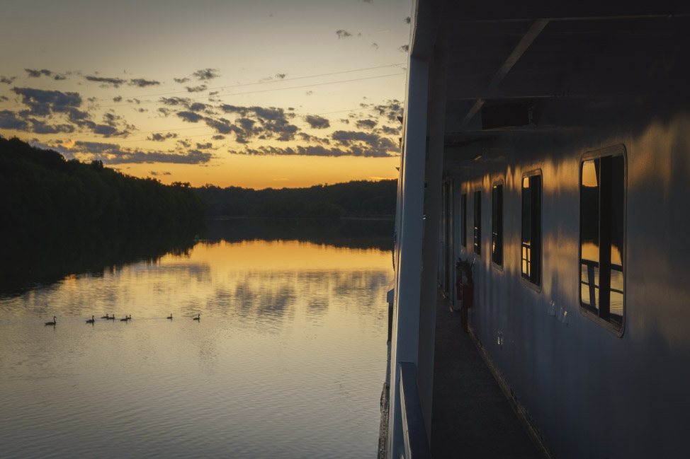 Sunset with Ducks on a great lakes cruise.