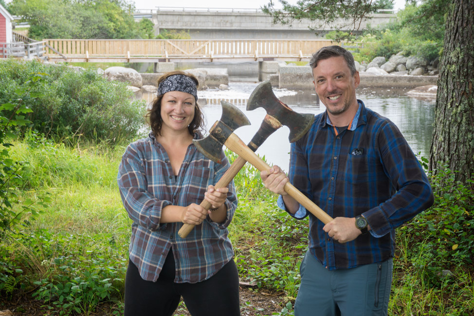Pete and Dalene try their hand at becoming lumberjacks in Nova Scotia