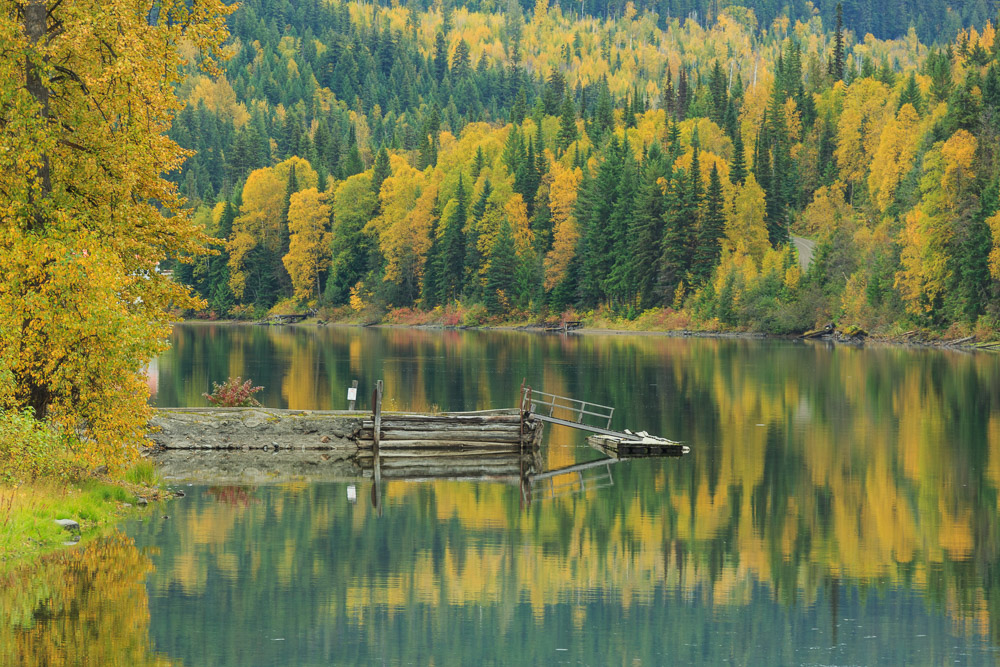 A pier in Likely, BC in the autumn months.