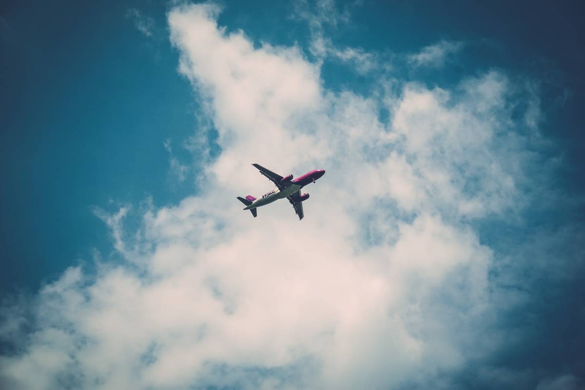 airplane in clouds