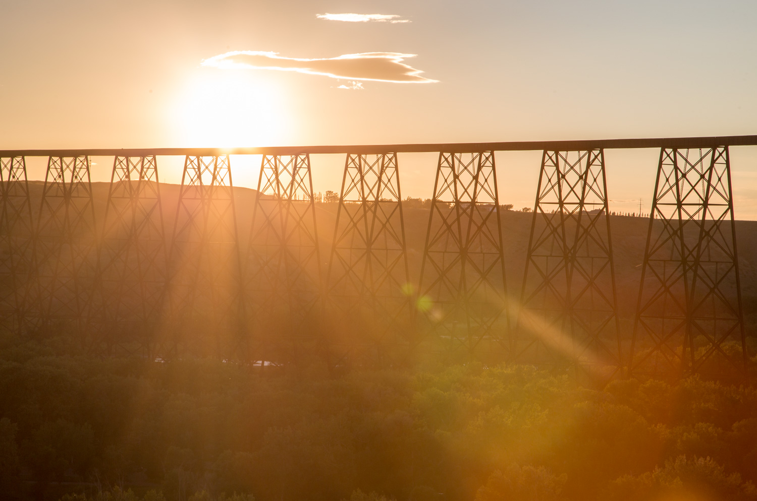 Lethbridge Train Bridge at Sunset