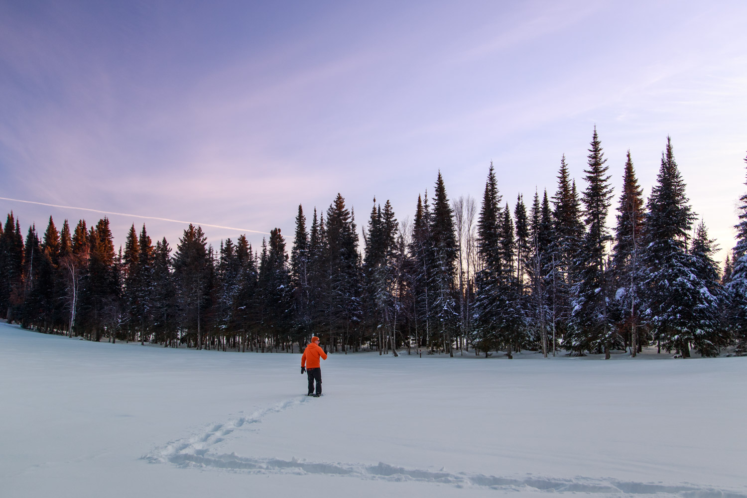 Snowshoeing at Sunset