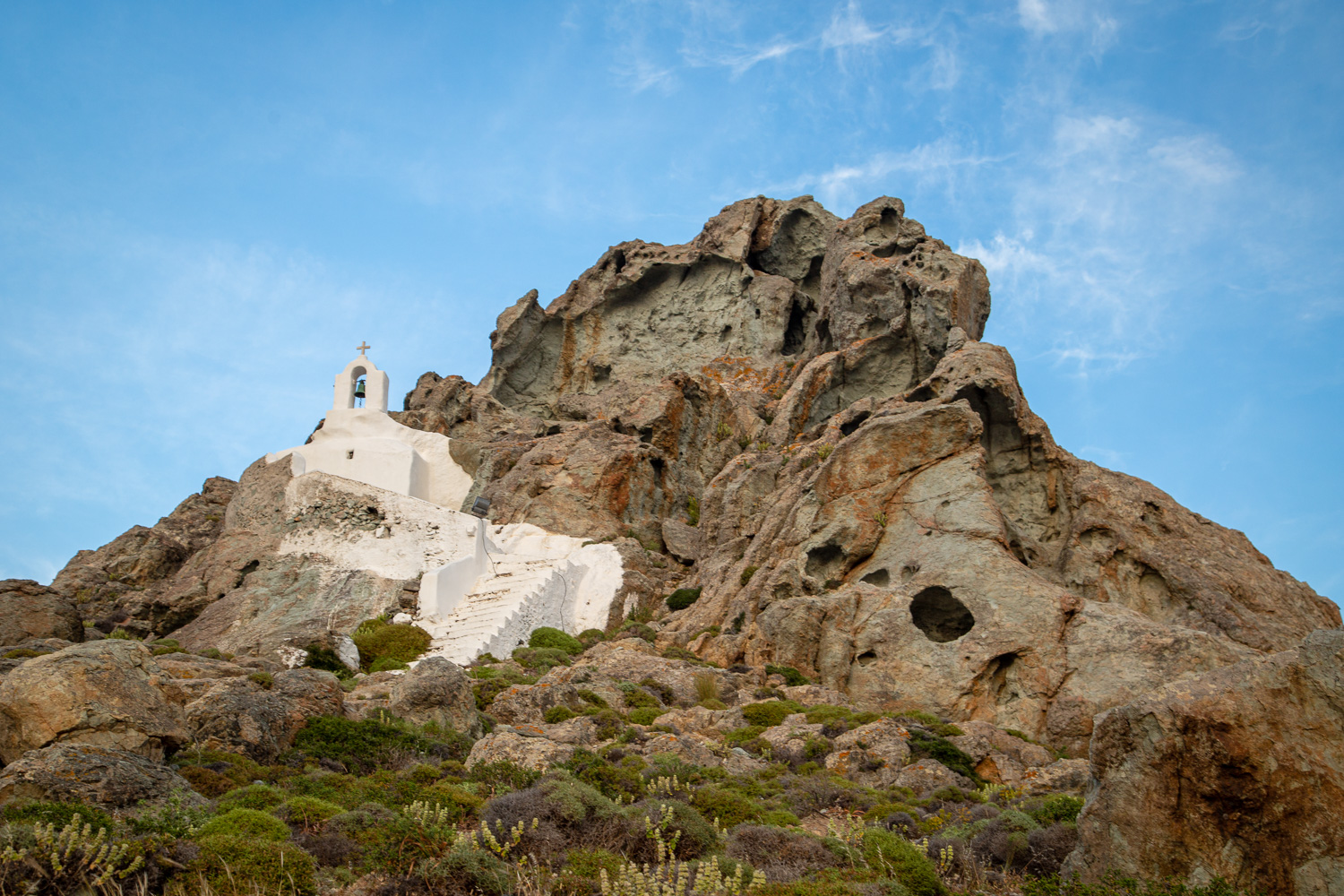 A church built into Rock Naxos Greece