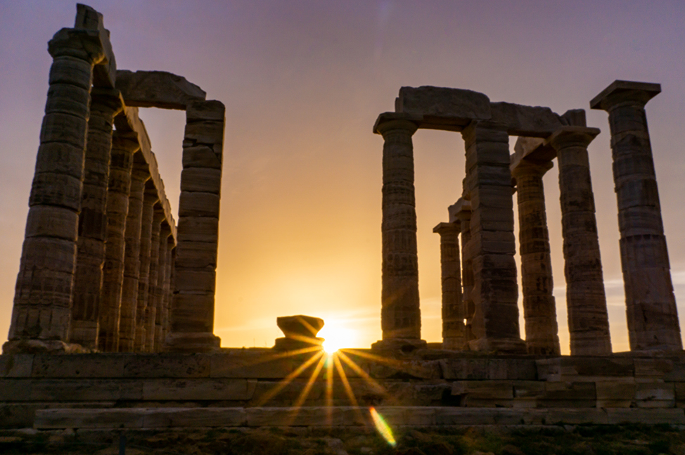 Temple of Poseidon Sun Rays