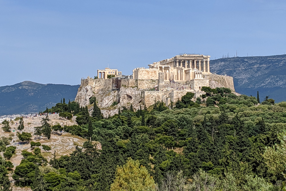 View of the Acropolis from Pnyx Hill in Athens