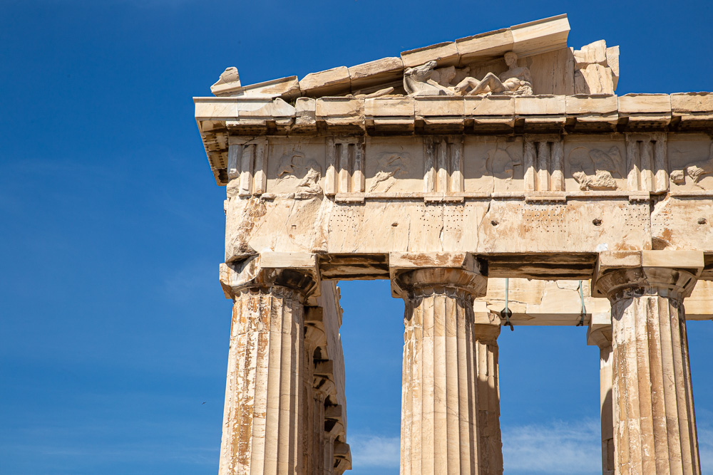 A close up of the Parthenon in Athens, Greece