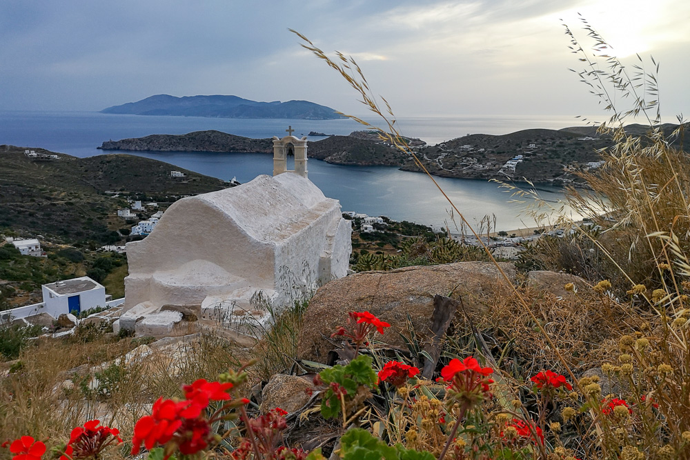 A church on top of the hill in Ios, Greece