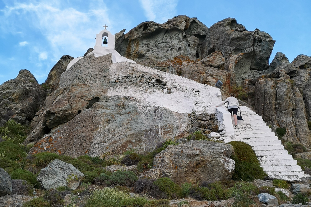 The church built into the mountain on Naxos