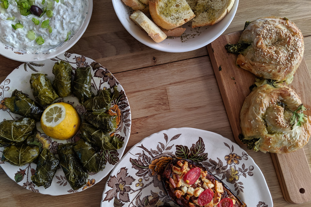 A spread of delicious Greek food