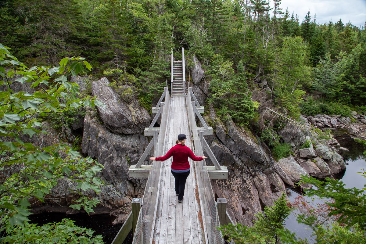 The suspension bridge at Liscombe Falls, eastern shore Nova Scotia