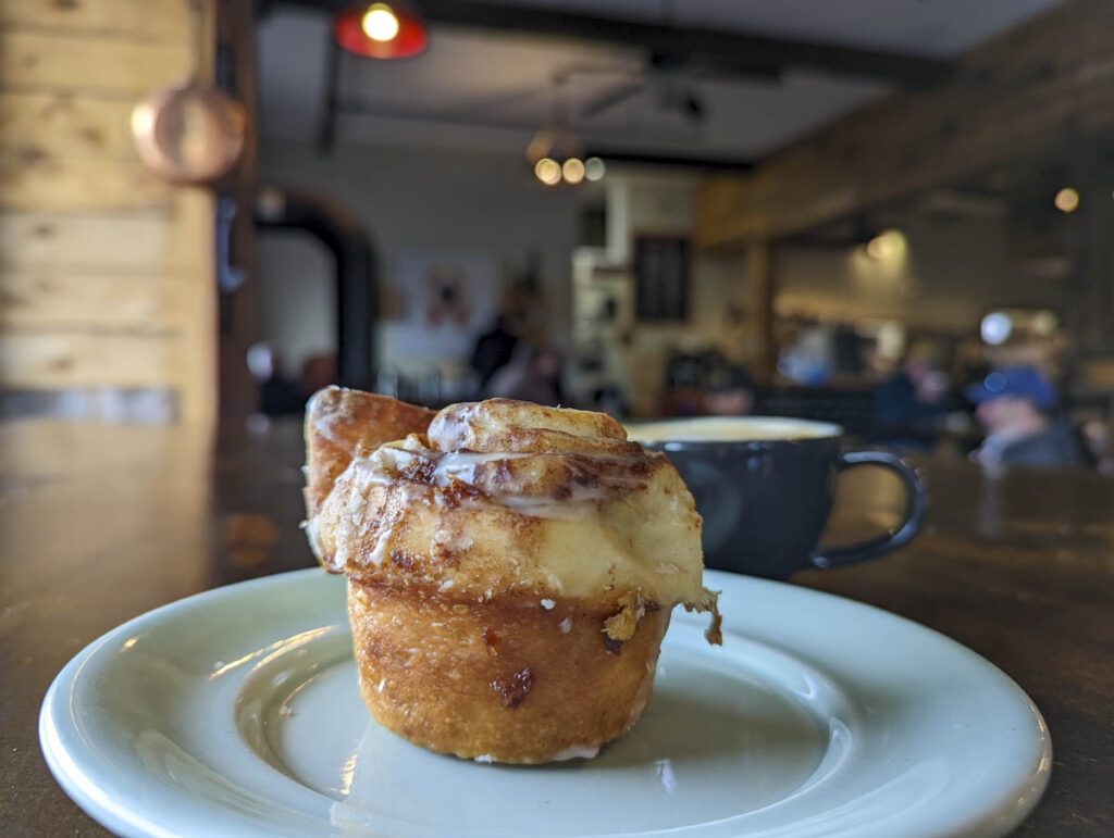 A croissant cinnamon bun from Jimolly Cafe Truro