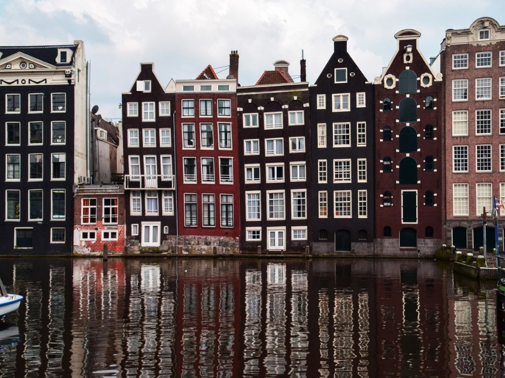 houses along canal in Amsterdam