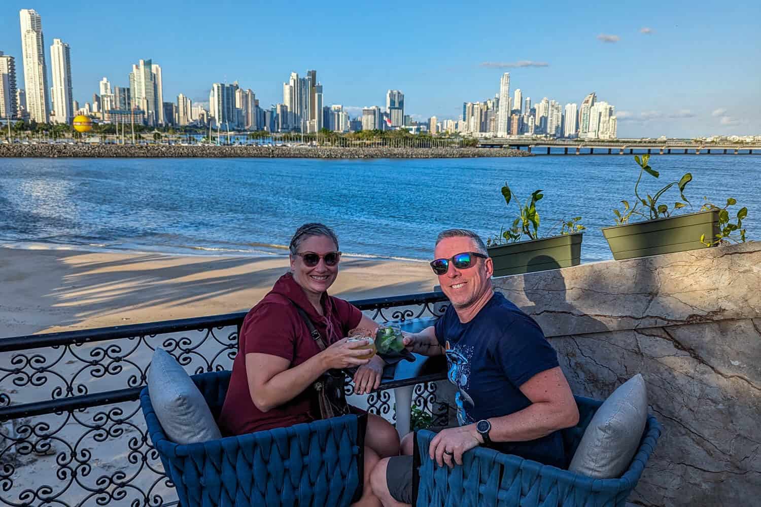 Enjoying a cocktail at Mazatlan Rooftop Patio