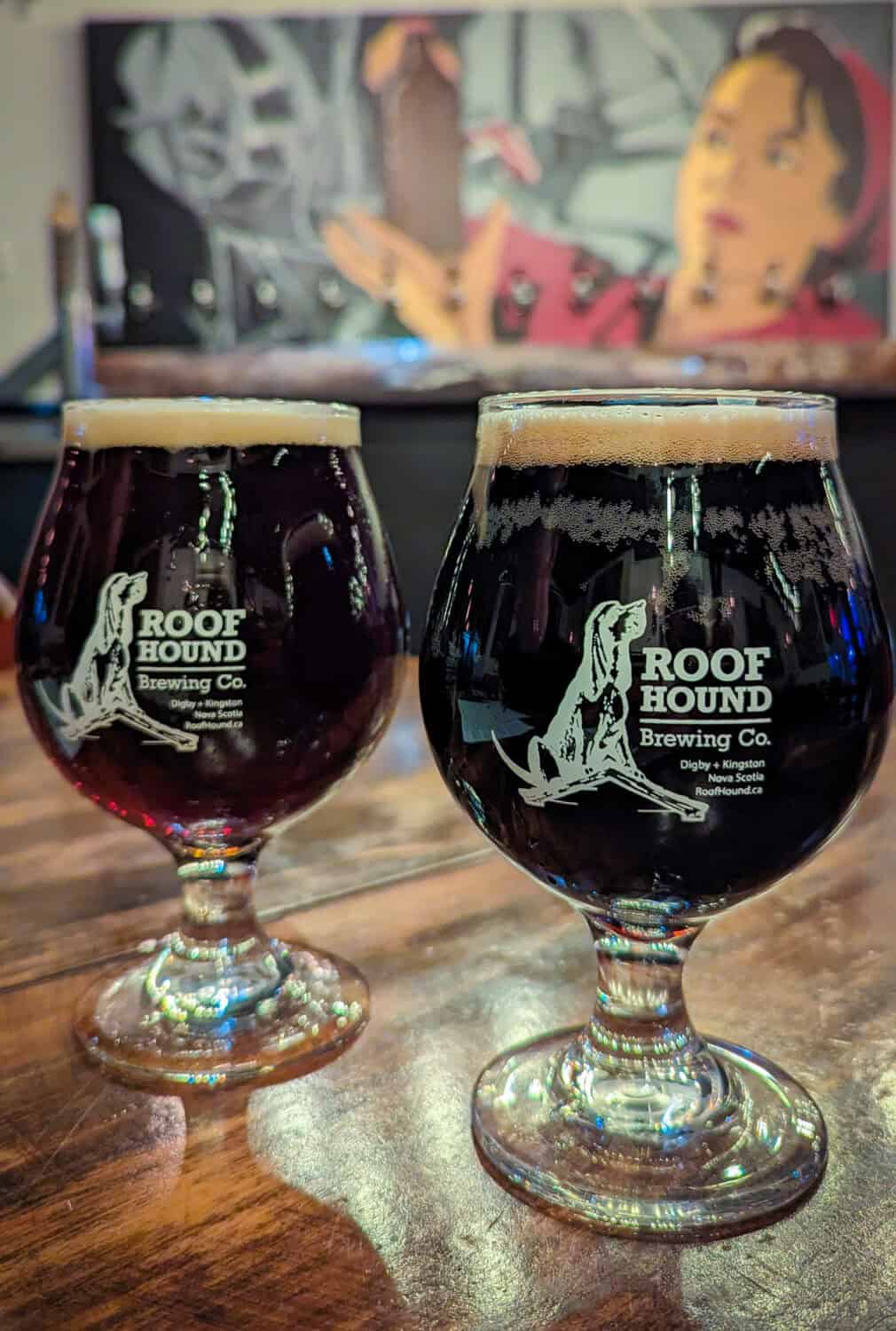 A couple of pints from Roof Hound Brewing in Kingston, Nova Scotia