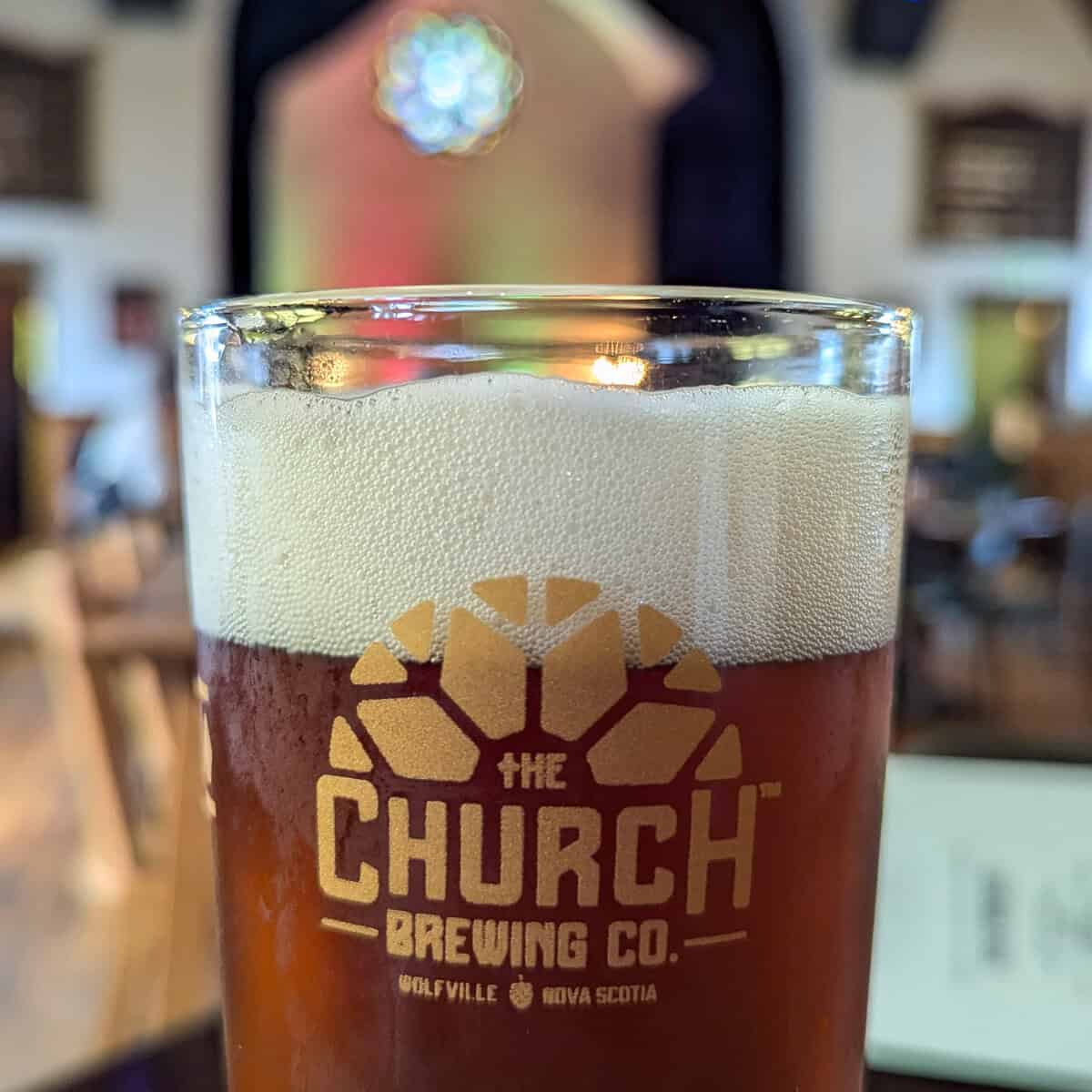 A pint of Forgive Me Father from The Church Brewing Wolfville