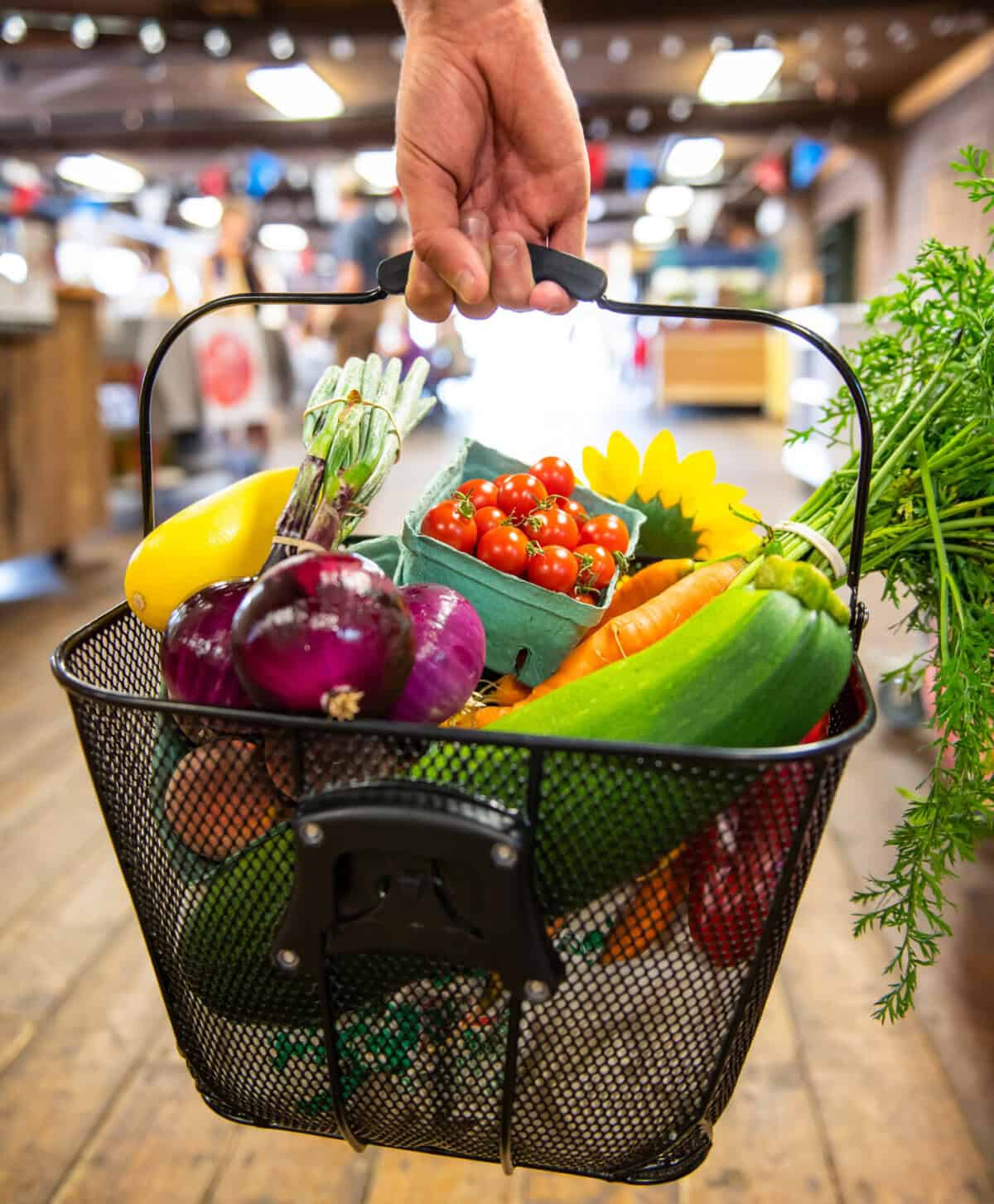A shopper at the Wolfville Farmers Market